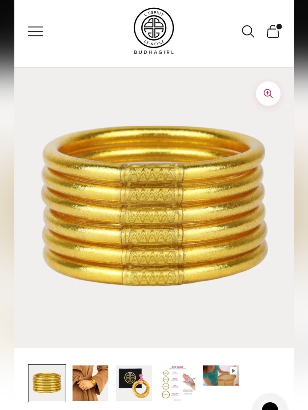 Budhagirl Single Gold All Weather Bangle New In Medium